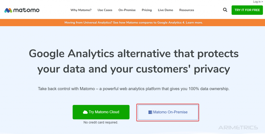 Page to install Matomo